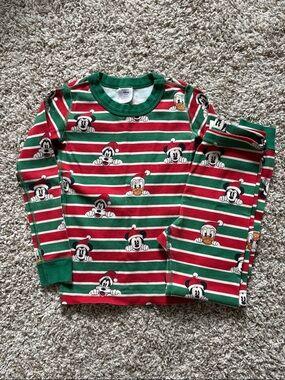 Hanna Andersson Holiday Stripe Pajama Set with Mickey & Friends